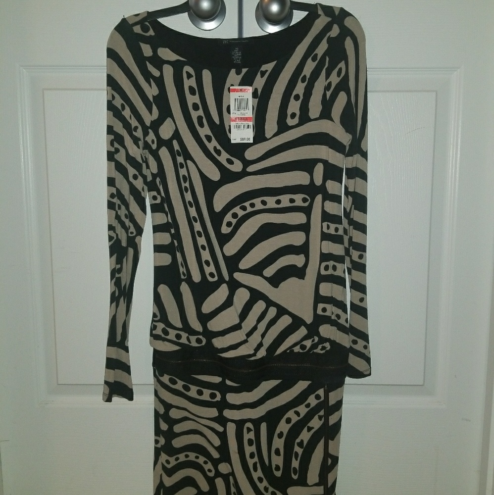 I.N.C Black and Tan Zebra Print Dress